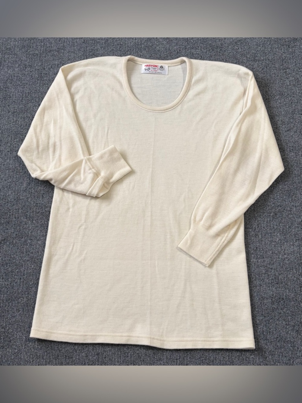 Hasyün Woolmark Blend Cream Long Sleeve Thermal Shirt XL 54/56 Soft Lightweight